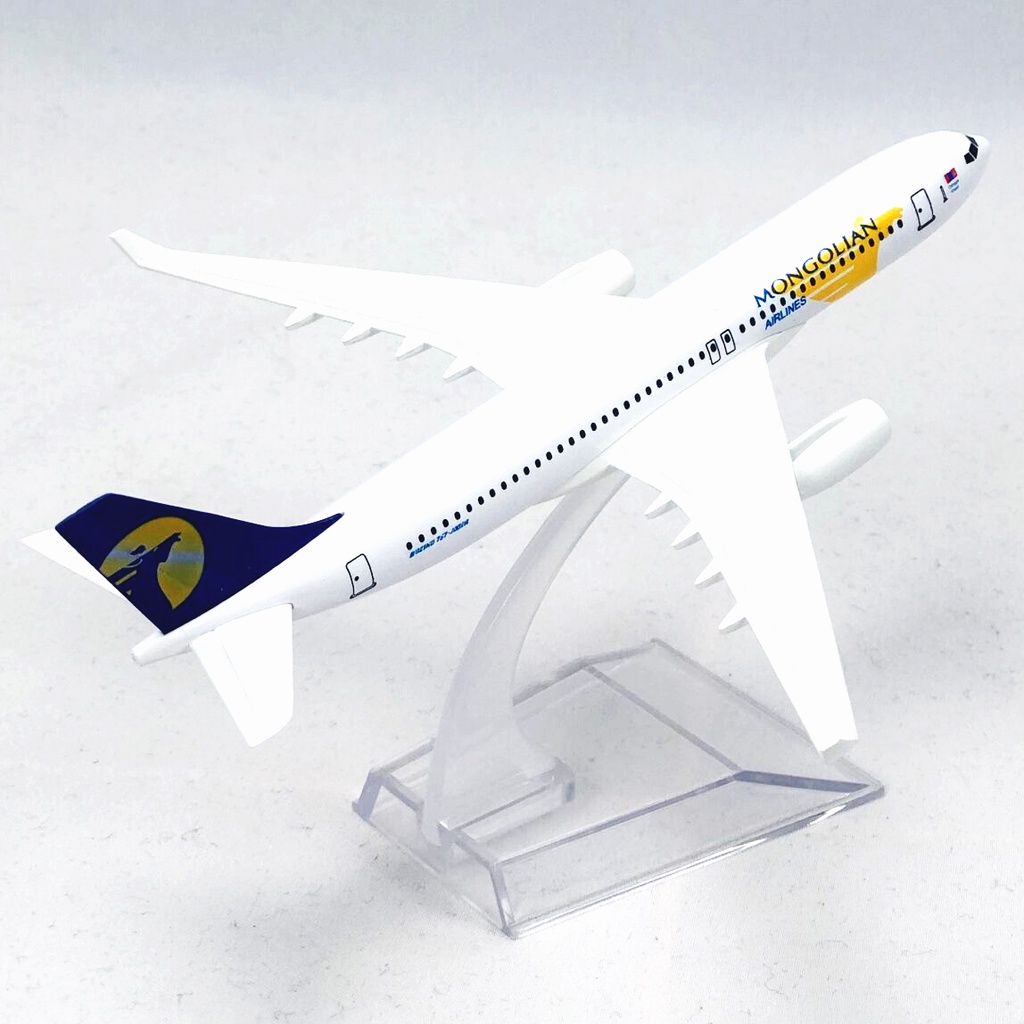 Mongolian B767 Pesawat Terbang Mongolia Boeing 767 Die Cast Bahan Metal Ukuran 16cm