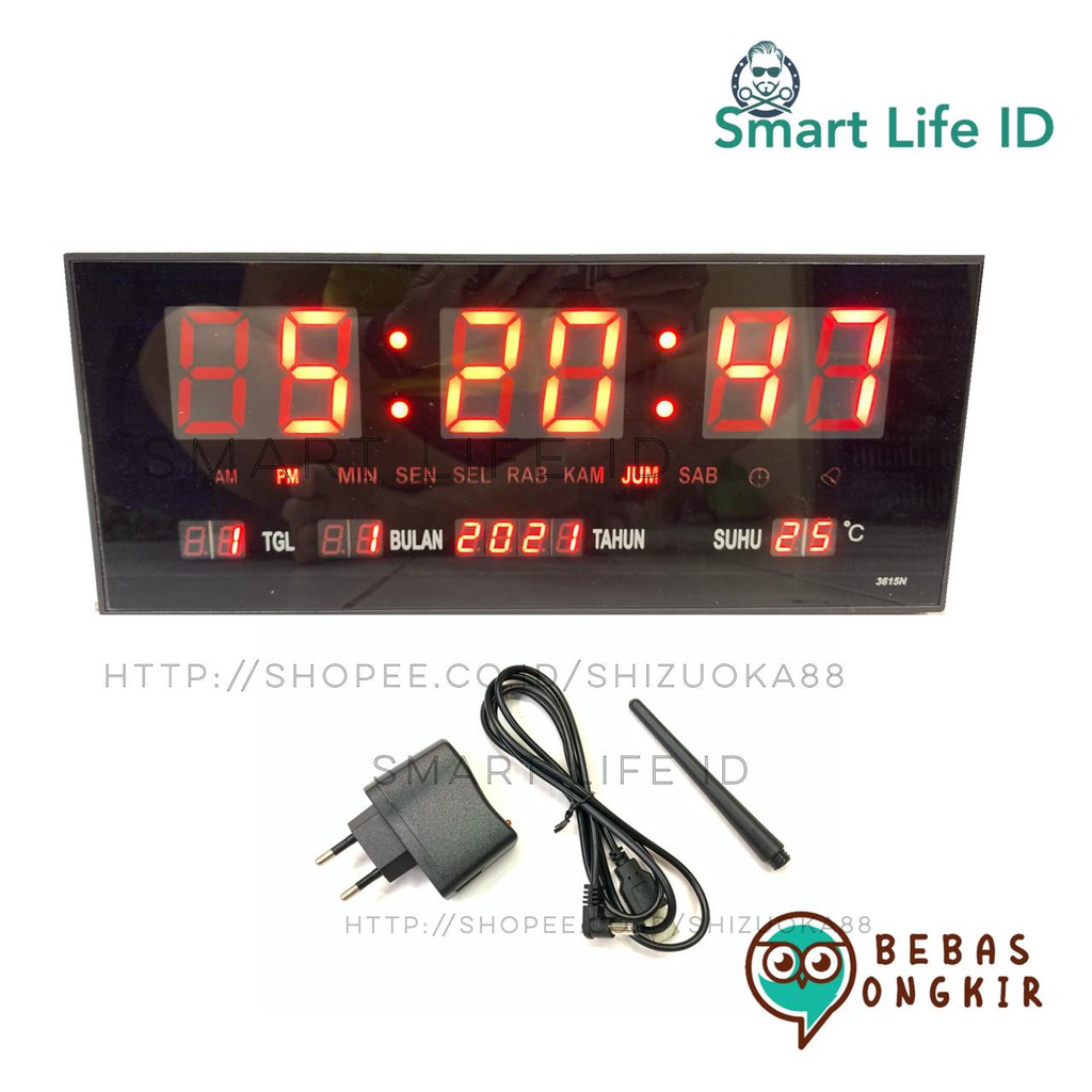 Jam Dinding LED Digital Alarm Clock Jam Meja Dekorasi Hiasan Dinding Rumah XY 3615 Merah