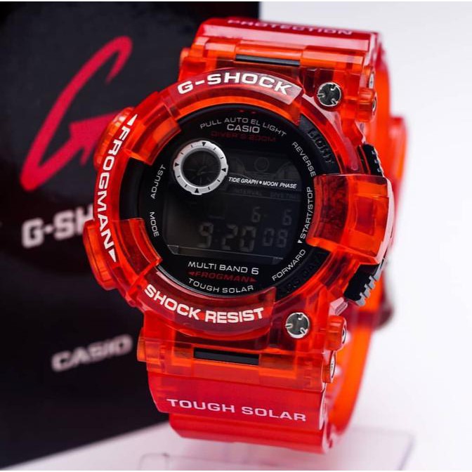 BARU JAM TANGAN SPORT DIGITAL CASIO G-SHOCK FROGMAN JELLY RED HIGH QUALLITY