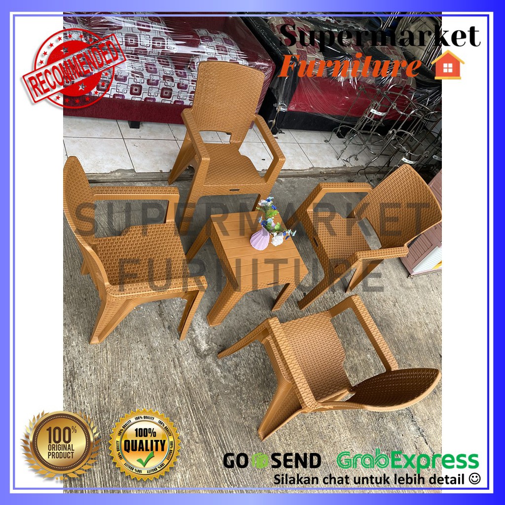 KURSI PLASTIK NAPOLLY SET BIG 8R3 4KURSI + MEJA MAPAN 45