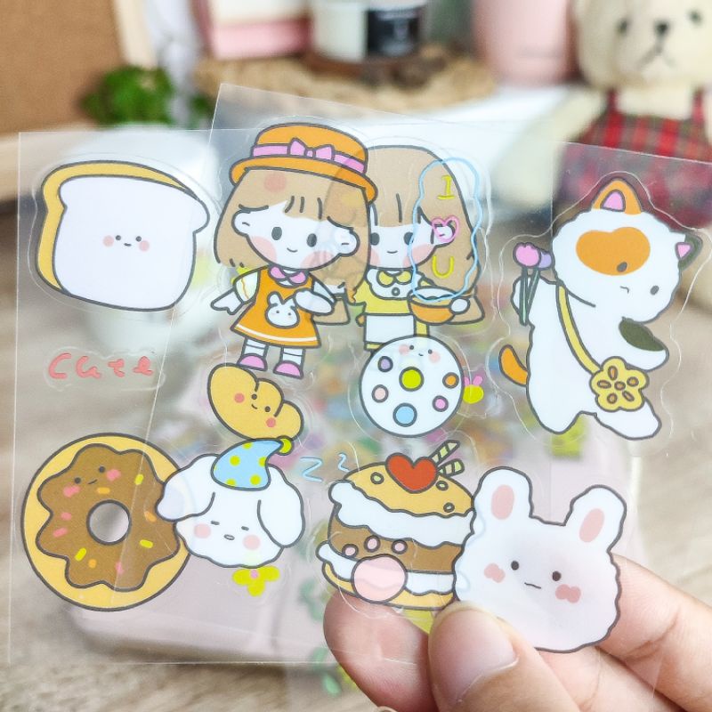 

Sticker Sheet PVC Cute girl/ Korean Style Kiss Cut