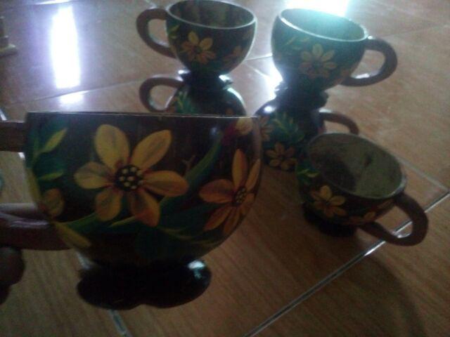 [6pcs] Gelas Cangkir Batok Kelapa - Lukis Bunga