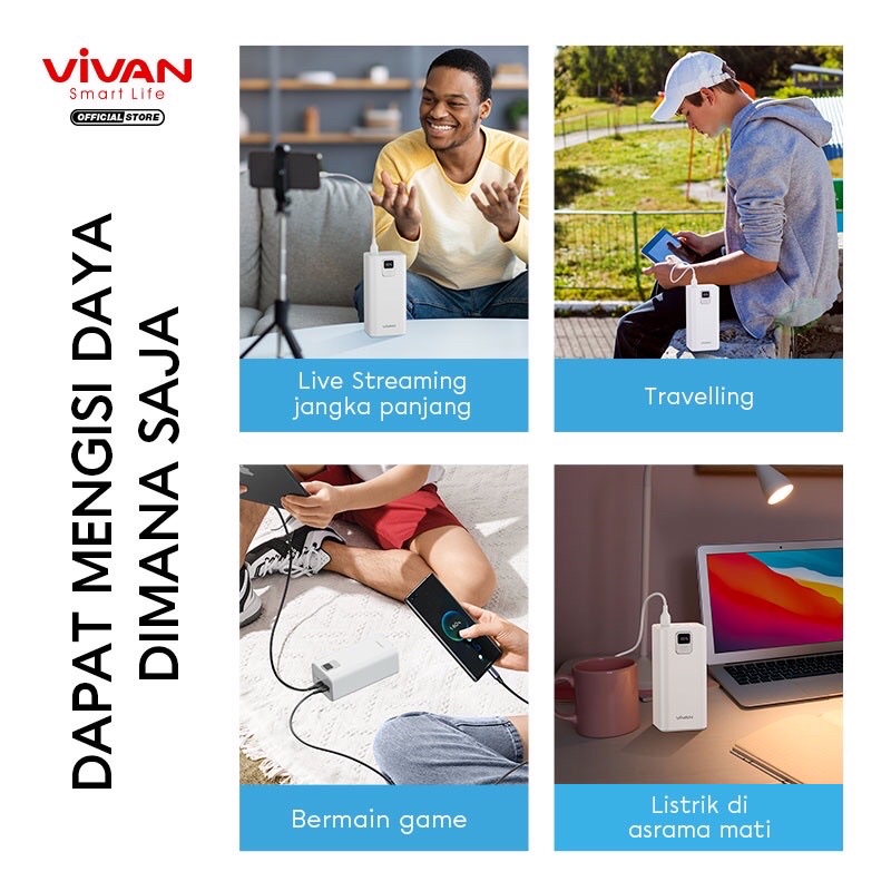 VIVAN VPB-B60 Power Bank 57000mAh Power Delivery Quick Charge 3.0 Black Garansi Resmi 1 Tahun