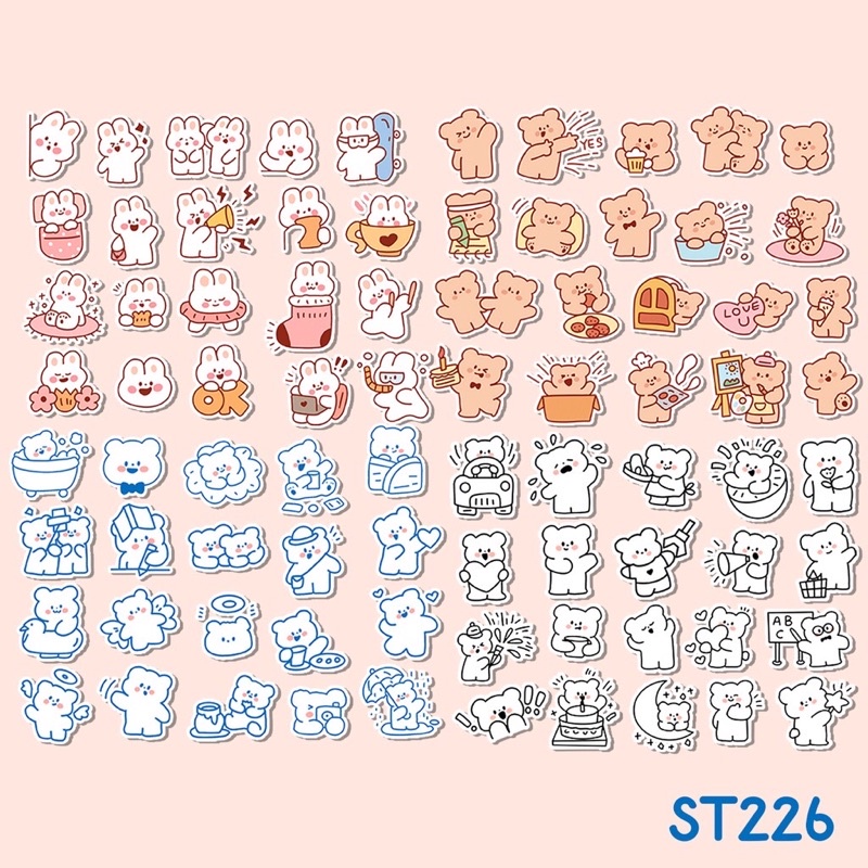 

YSB - STICKER CUTE ANIMAL / STIKER DECO / BEAR STICKER / RABBIT STICKER / BUJO / DIARY