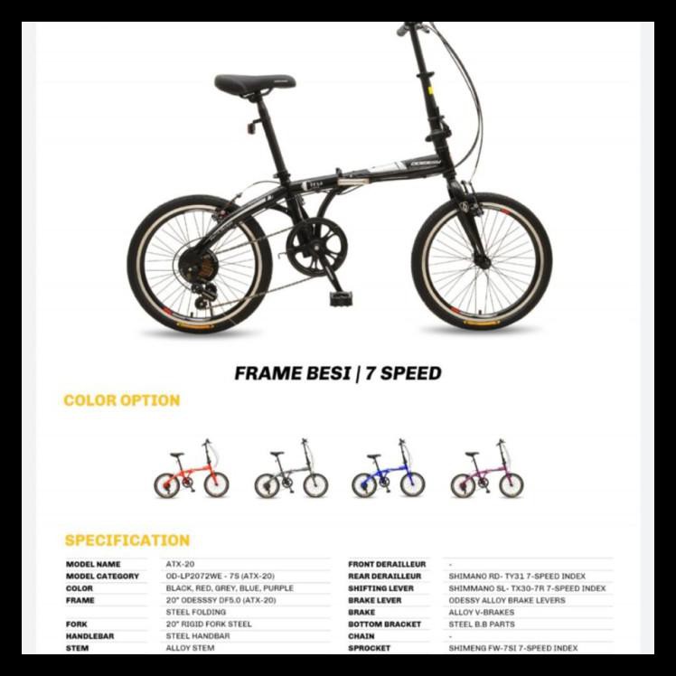 Sepeda Lipat / Folding Bike Odessy 20" 72 We 7 Speed-Grab/Gojek Instan - Ungu