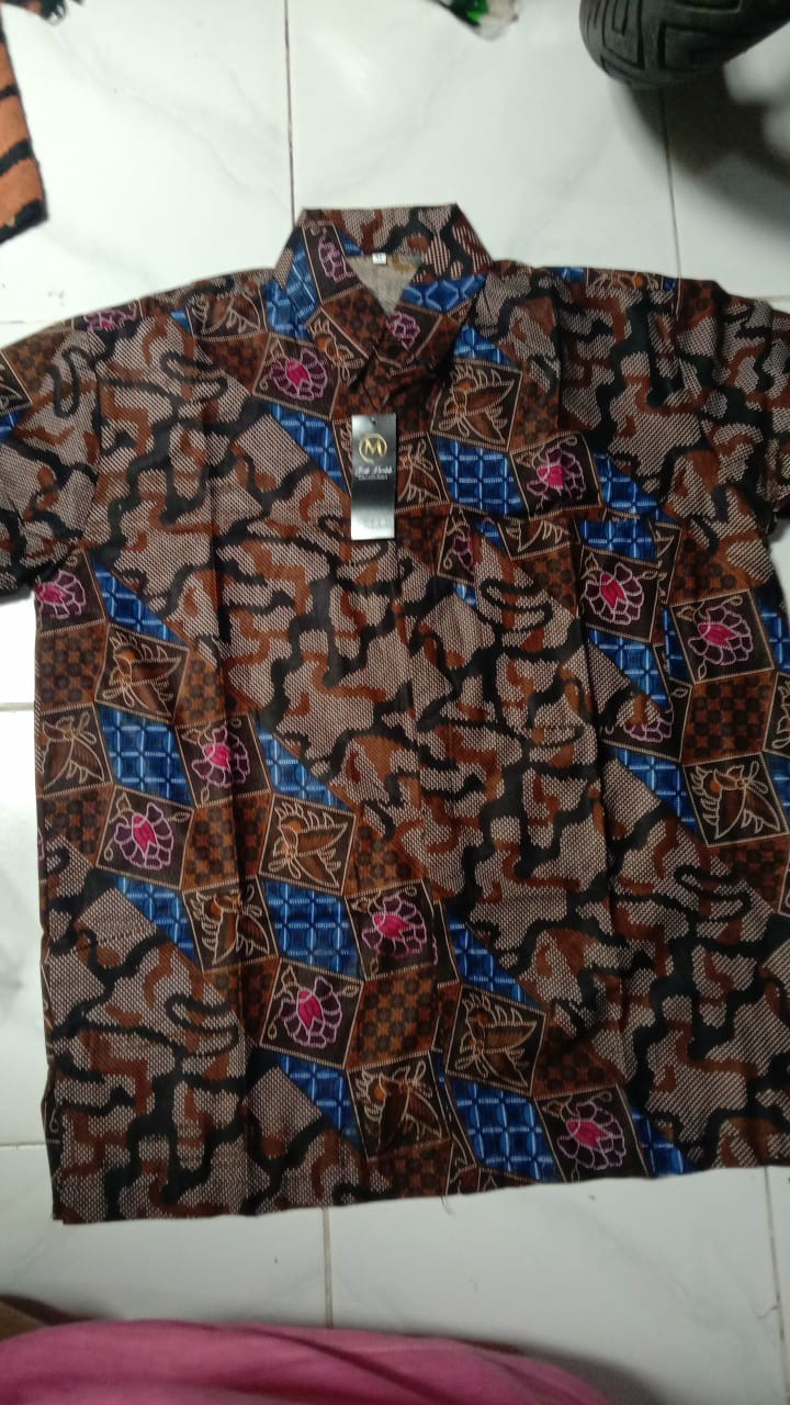 Hrb026 Kenongo Hem Kemeja Batik Pria Lengan M Lpendek  Katun Primis Halus Xl