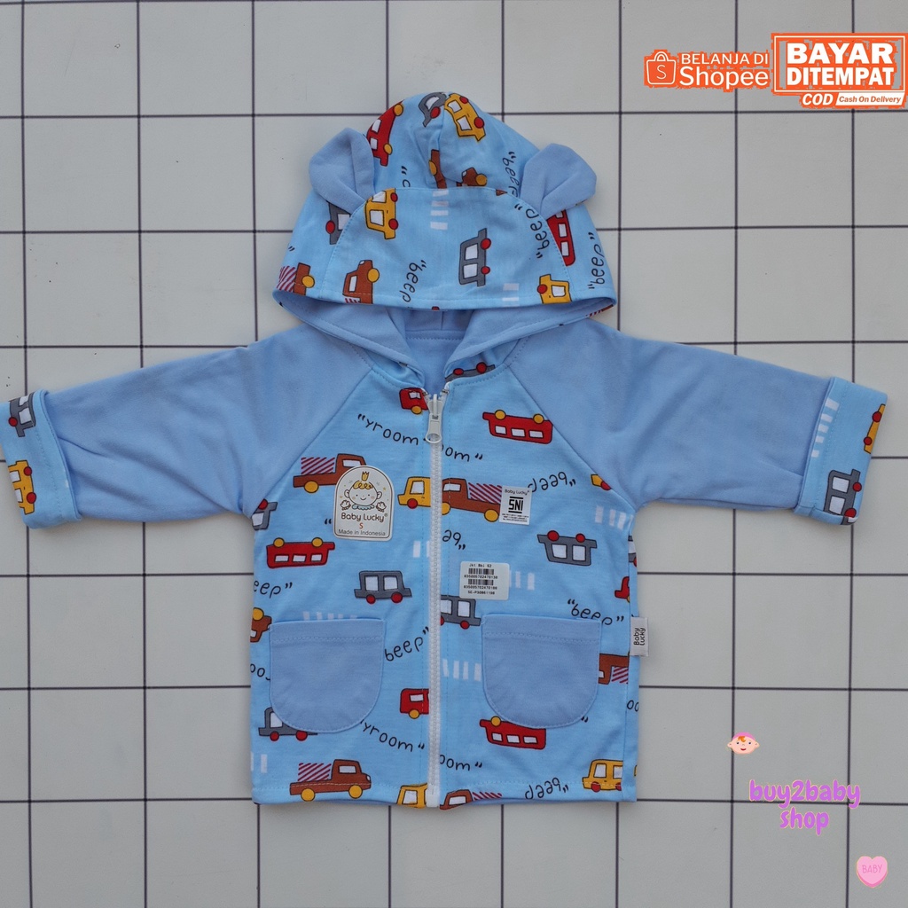 Jaket bayi hoodie model bolak-balik double fleece Baby Lucky 6-24 Bulan 1 PCS