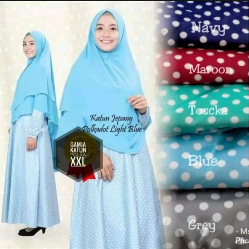 Gamis polkadot katun rumfle //gamis katun gamis polkadot model terbaru