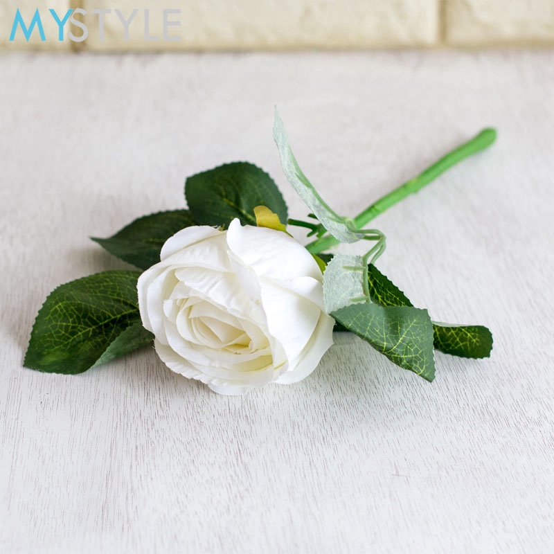 MYSTYLE BUNGA PLASTIK ROSE 287 BUNGA MAWAR SATUAN HIAS PLASTIC ARTIFICIAL BUNGA ARTIFISIAL MURAH-PUTIH