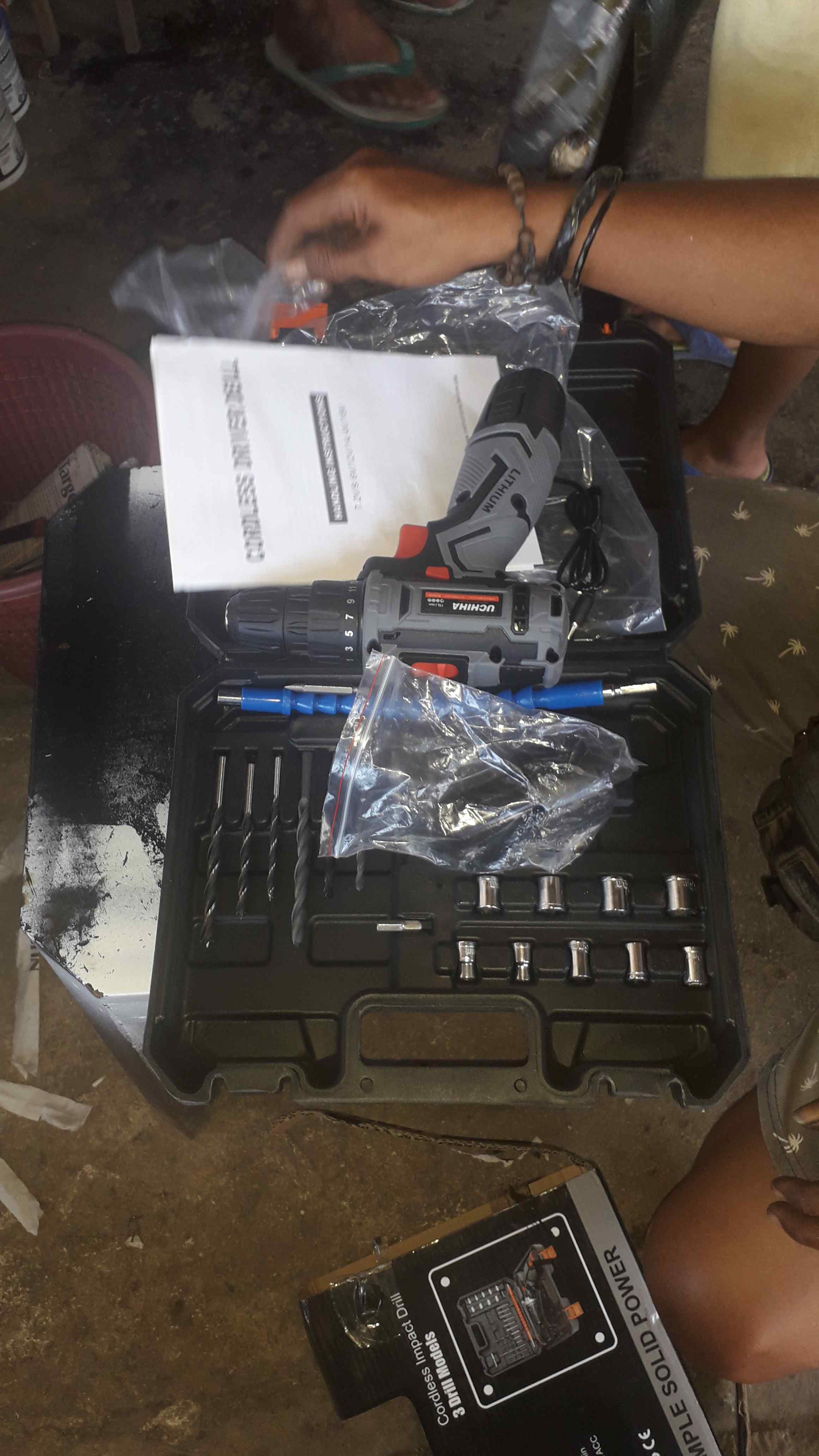 Promo Mesin Bor Cordless Baterai Untuk Kayu Besi Tembok Uchiha Teknology Japan Full Bonus