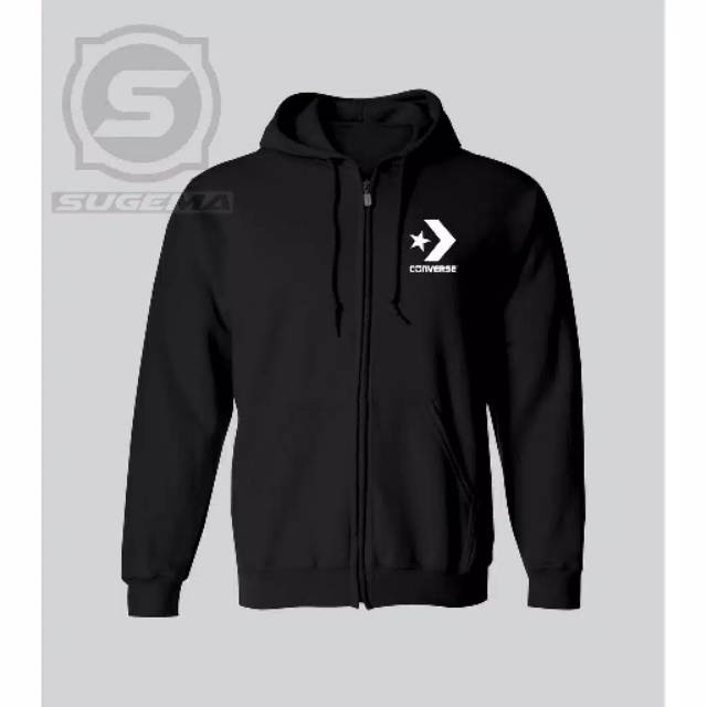 Jaket Hoodie Resleting CONVERSE logo depan pria/wanita