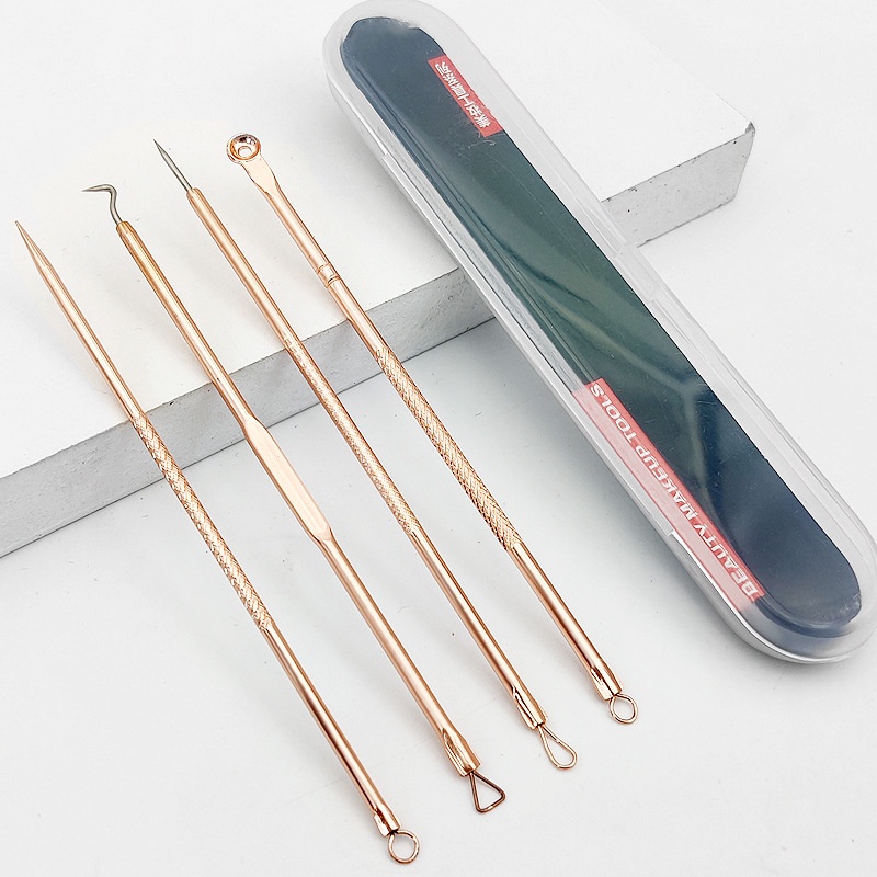 JOS1473 Pinset Komedo Set 4 IN 1 Alat Pencet Jerawat Isi 4 Pcs Stainless Steel