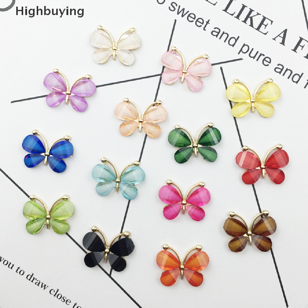 Hbid 10pcs / set Butterfly flatback Bahan resin Untuk Dekorasi Handphone / Scrapbook / Pernikahan