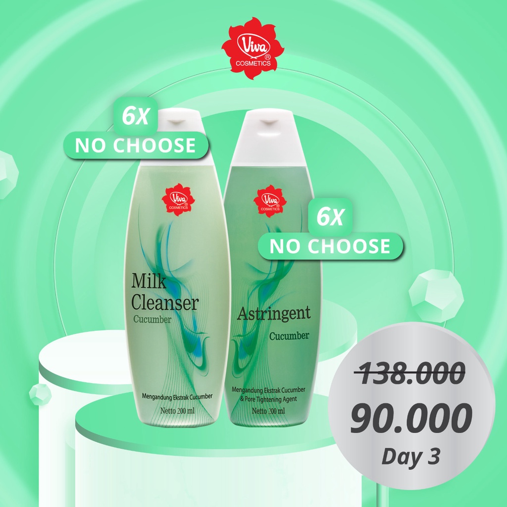 Paket 6 Viva Milk Cleanser Cucumber 200 mL Astringent Cucumber 200 mL