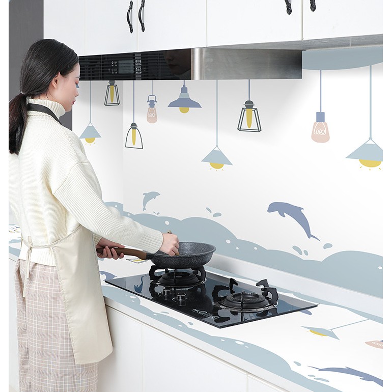 ELFYDO - HL0204 Wallpaper Dinding Dapur Sticker Dapur Anti Minyak Air Wall Sticker Kitchen Desain Kartun Sheet