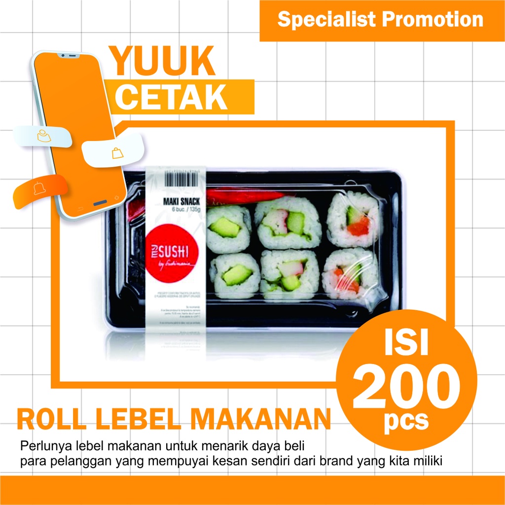Label Pengikat Makanan/ Label Box Bento roller makanan / lebel nasi/ lebel box