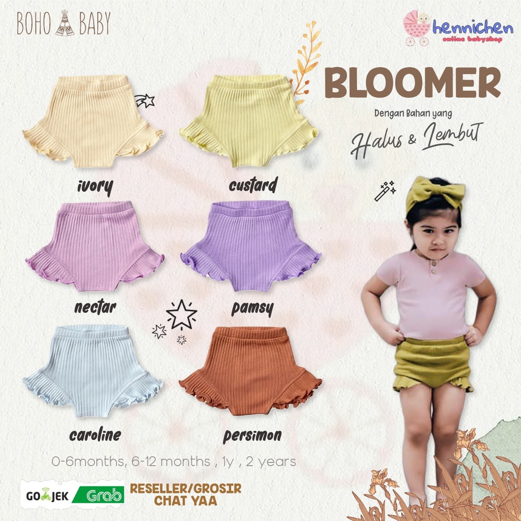 Bohopanna Bloomers Ruffle Reeb Celana Pendek Anak Bloomer Boho 0 - 2 Years