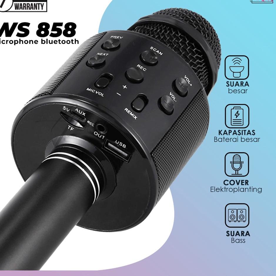Paling Dicari.. MS [ PROMO HARGA TERMURAH ] Microphone Karaoke Mic Bluetooth Ws 858 Speaker Mike Ws 