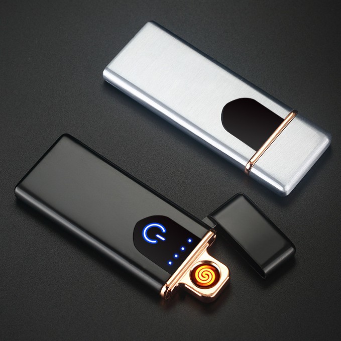 Best Seller Korek api elektrik usb dapat dicharger fingerprint LED rechargeable electric lighter