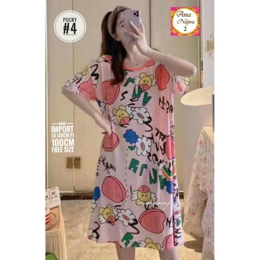 COD | Daster kaos import murah | baju tidur bahan kaos import murah | free size ld 140cm | jumbo