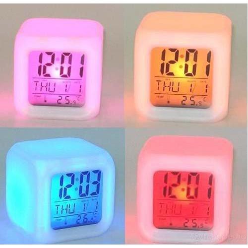 JAM MOODY POLOS LED ALARM KUBUS BISA GANTI 7 WARNA