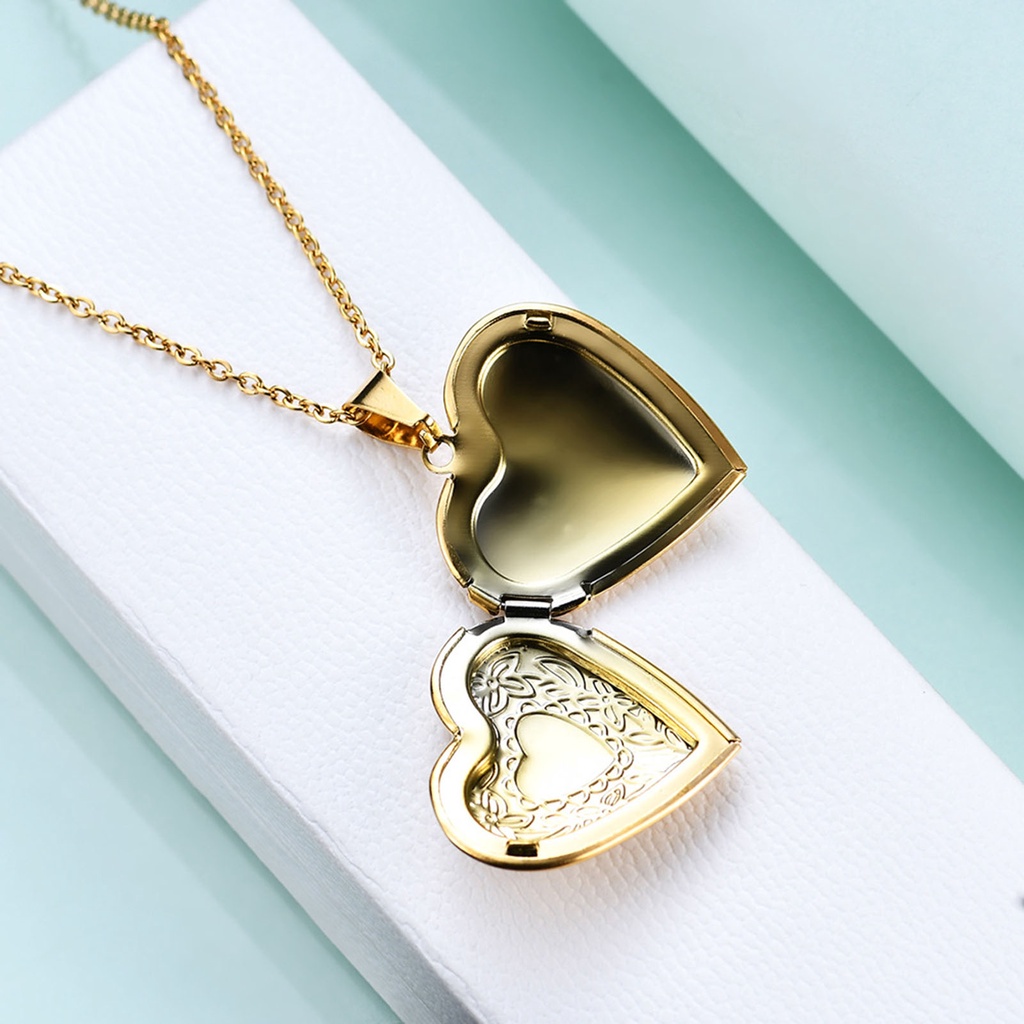 Hu Hu Hu Hu Hu Alat Bantu Pasang Kacamata♡ Kalung Rantai Dengan Liontin Locket Hati Motif Bunga Untuk Hadiah Valentine