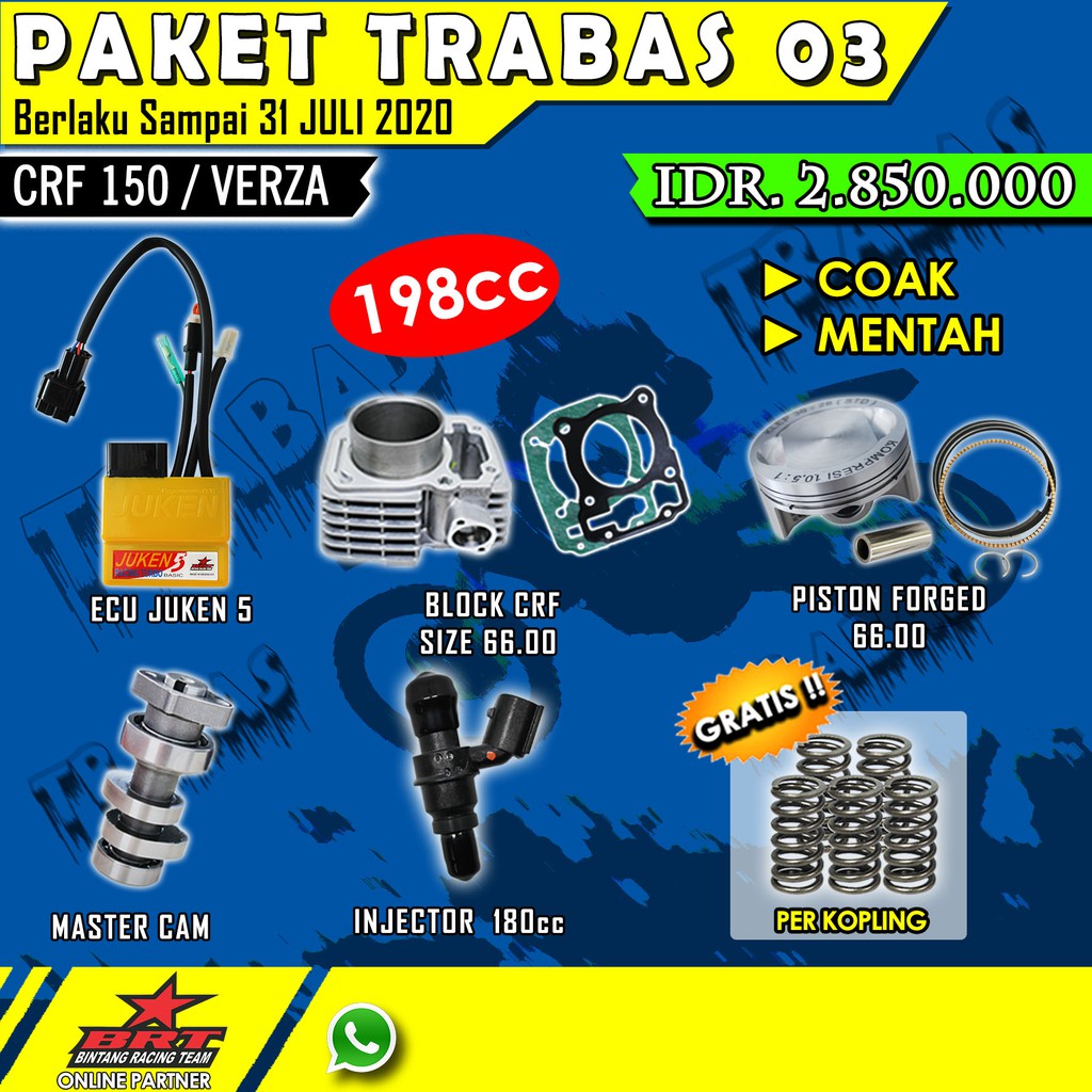 BRT PAKET TRABAS 03 HONDA CRF  150  BORE  UP  198CC Shopee 