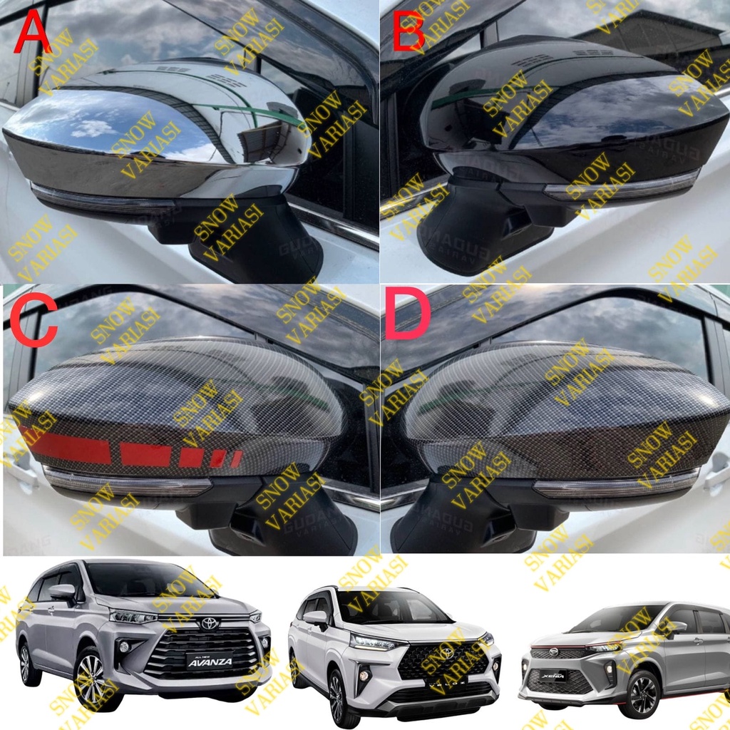 Cover Spion Avanza Xenia Veloz 2022 2023 2024 2025 Hitam Chrome Carbon