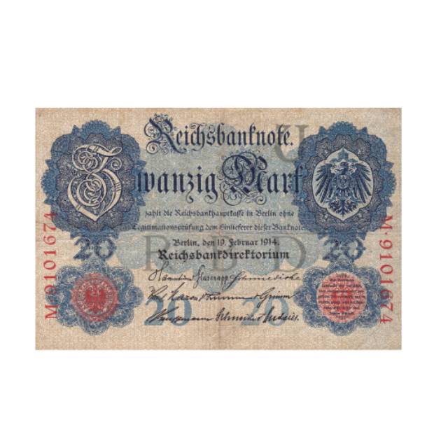 UANG KUNO JERMAN GERMANY 20 MARK 1914 Avf ITEM SESUAI IKLAN PICT SCANNER