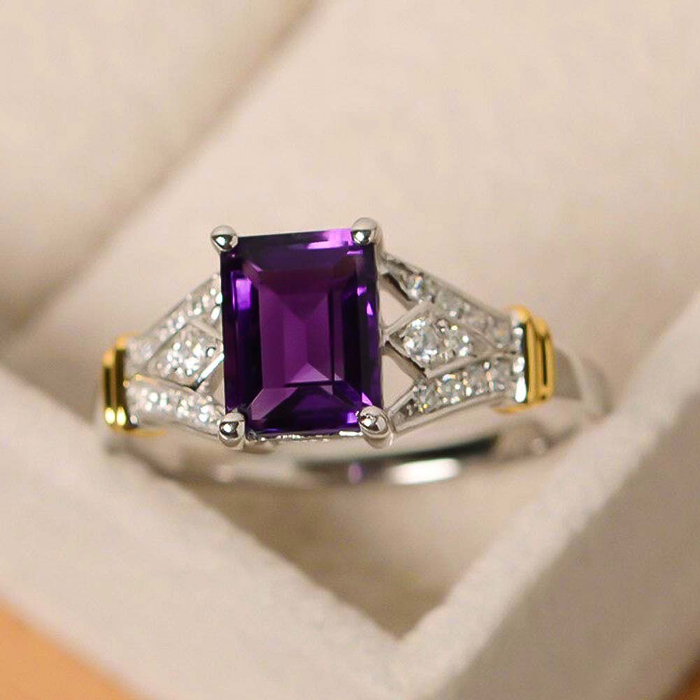 Hu Hu Hu Hu Hu Alat Bantu Pasang Kacamata♡ Cincin Kawin / Tunangan Cubic Zircon Persegi Panjang Hias Berlian Imitasi Untuk Wanita