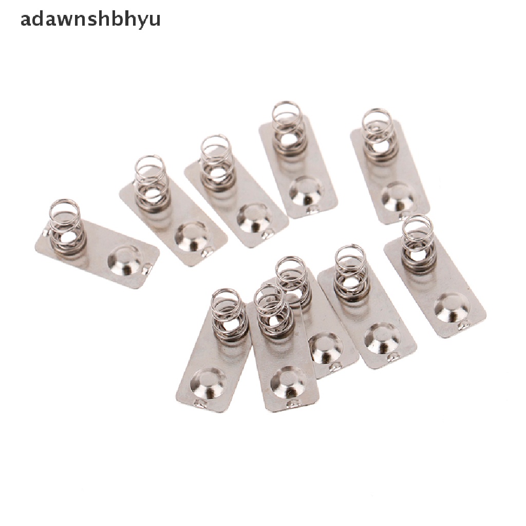 Adawnshbhyu 10pcs/21x9mm Baterai Logam Pengganti Plat Kontak Pegas slot Perak