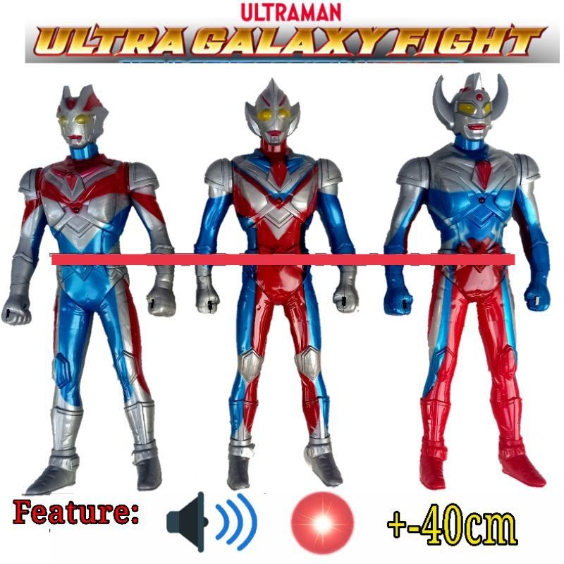 Mainan robot Ultraman galaxy fight nyala lampu dan suara tinggi 40 cm