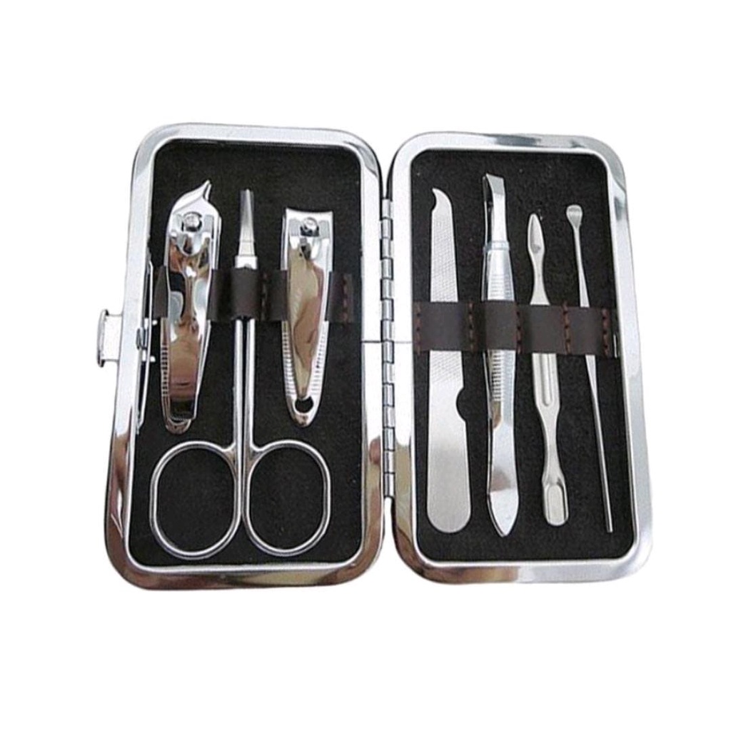 *galerybeautysemarang* Manicure Pedicure Set 7IN1 Dompet Paket Pembersih Kuku Pinset Gunting Lancip Korek telinga Kuping