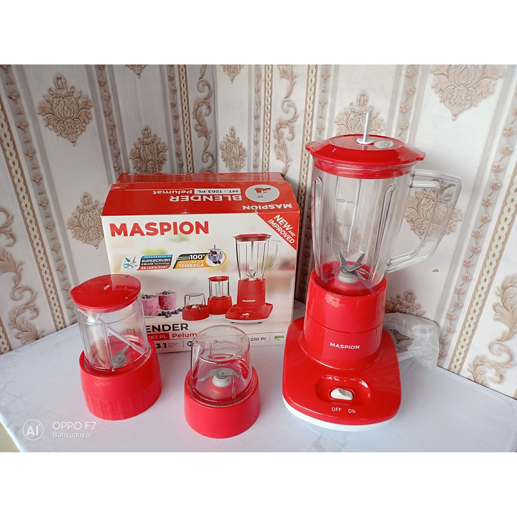 Maspion Blender MT-1263 PL 3in1 With Dry Miller &amp; Wet Miller (Penghalus Kering dan Basah)