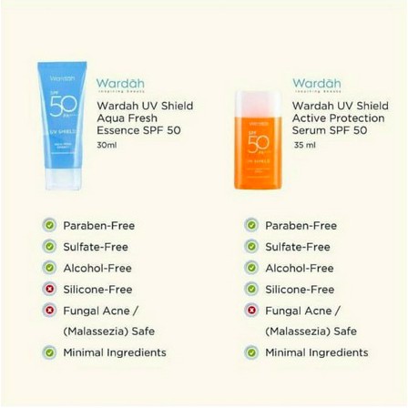 Wardah Sunscreen UV Shield SPF 30 50 PA++ | Serum Aqua Fresh Essence Sun Stick