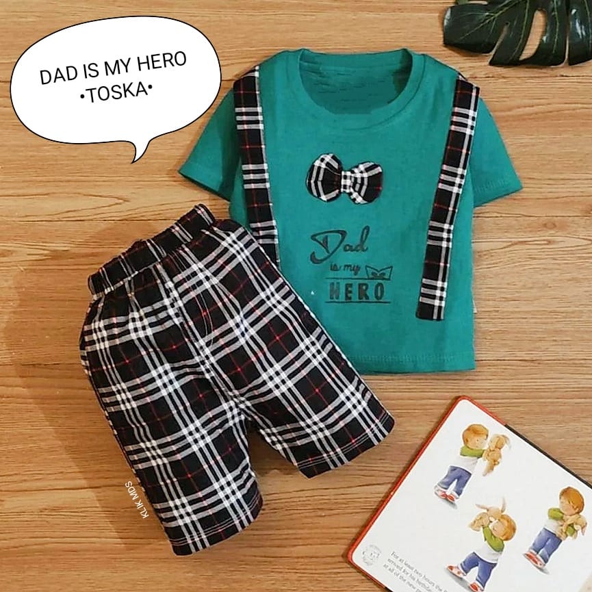 Klik Mds Setelan Baju Anak Bayi Laki-laki Usia 2-9 Bulan Motif Dad Is My Hero