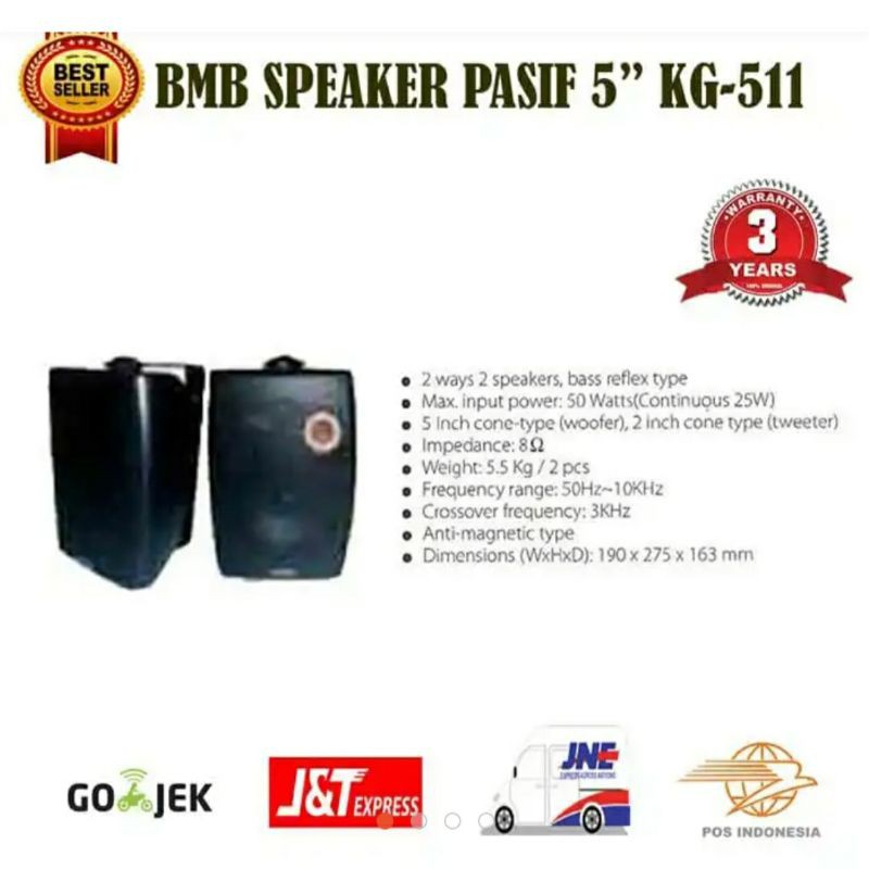SPEAKER PASIF 5INCH BMB KG 511 ORIGINAL BERGARANSI