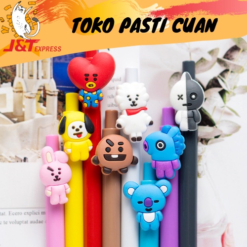 

pen gel mekanik cetek karakter bt21 imut lucu fancy bisa cod murah