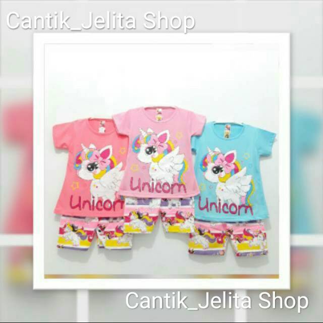 Piyama unicorn pendek