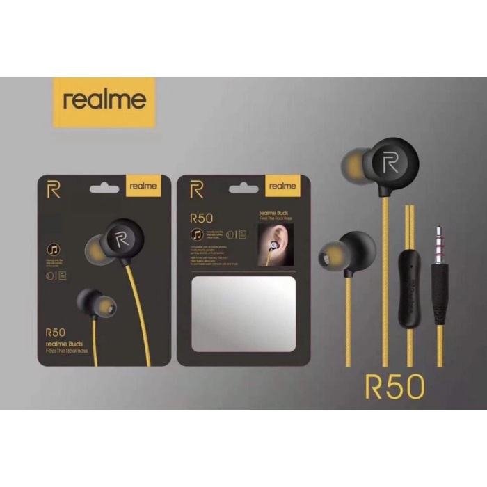 Headset Realme R50 Hf C12 C11 C15 C9 C2 C3 Music Sound Super Bass - HF REALME R50