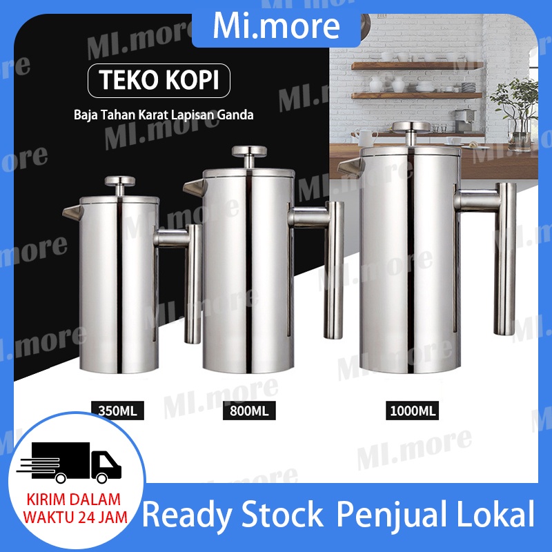 Mi.more French Press Stainless Steel Coffee Maker Plunger French Press Kopi 350ml/800ml/1000ml