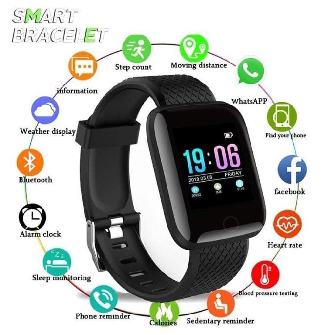 Murah Jam Tangan Smartwatch Smart Watch 116 Lcd Heartrate Waterproof
