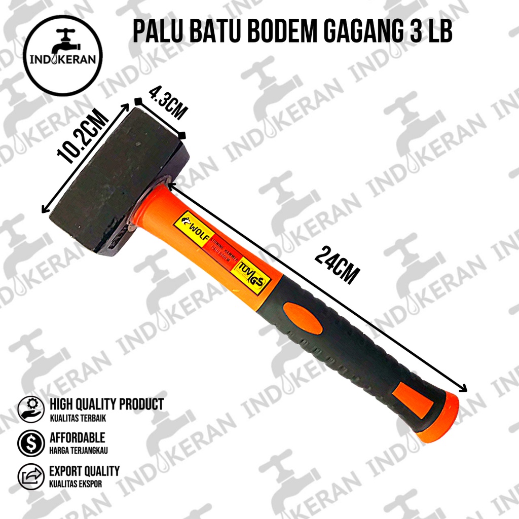 INDOKERAN - Palu Batu Bodem Gagang 3 LB