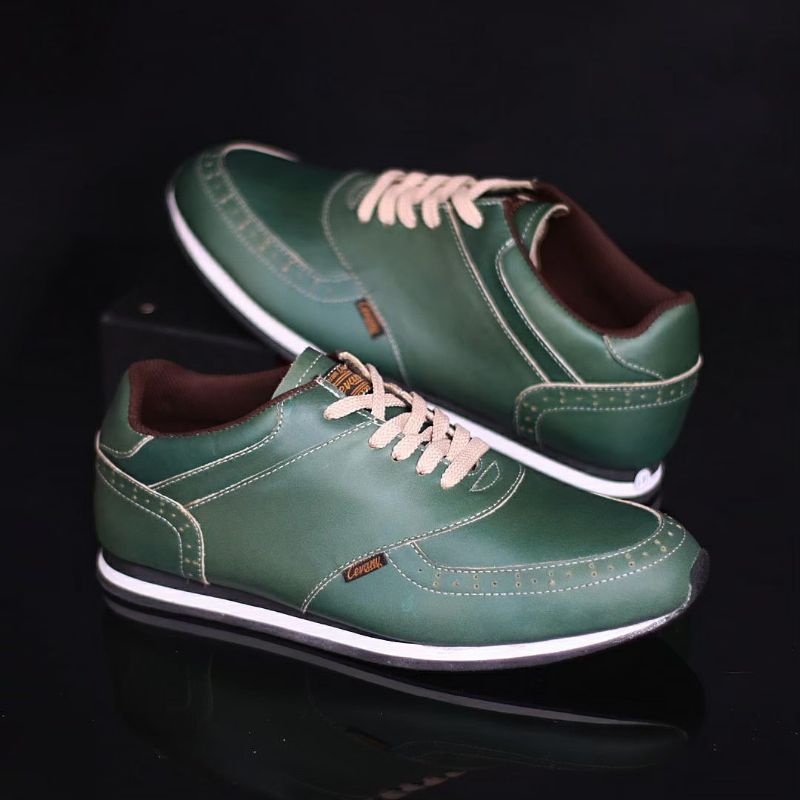 EZRA GREEN -Sepatu Casual Kasual Sneakers Pria Kulit Asli/Cowok/Men Lokal Ori Original Footwear LEATHER