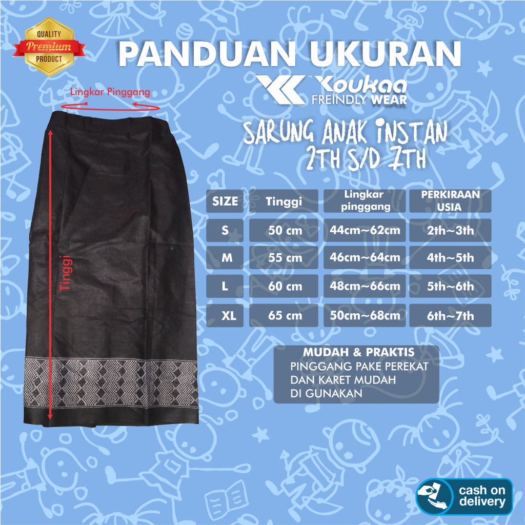 Sarung Instan Untuk Anak Laki-Laki  Usia 2th s/d 7th Motif Tenun Sisik Naga