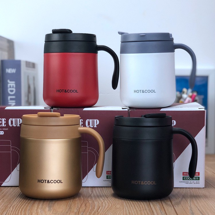 Botol Minum Mug Tumbler Thermos Coffee Stainless Steel 350ml - HC300 - Black HOT and COOL