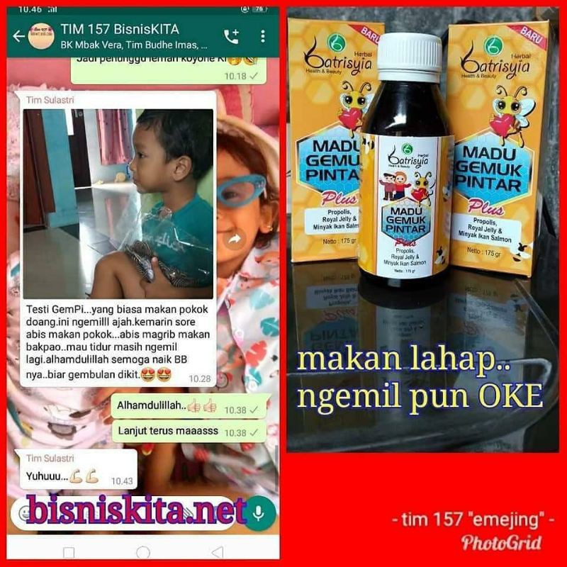 MADU GEMPI ATASI ANAK GTM/ MADU ANAK GEMUK PINTAR/PENGGEMUK BADAN ANAK/MADU PENAMBAH NAFSU MAKAN ANAK/NUTRISI VITAMIN ANAK