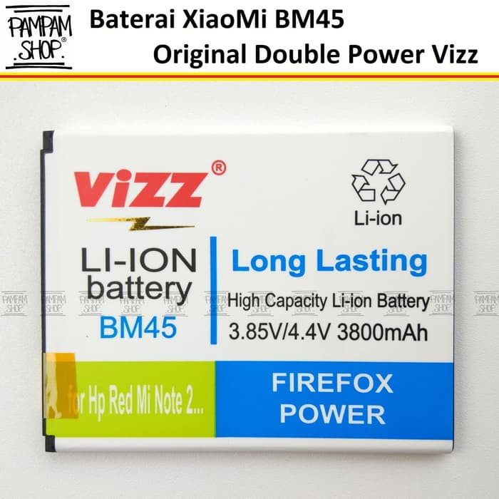 BARU !! Baterai Vizz Double Power Original Redmi Note 2 BM45 BM 45 Prime Batre
