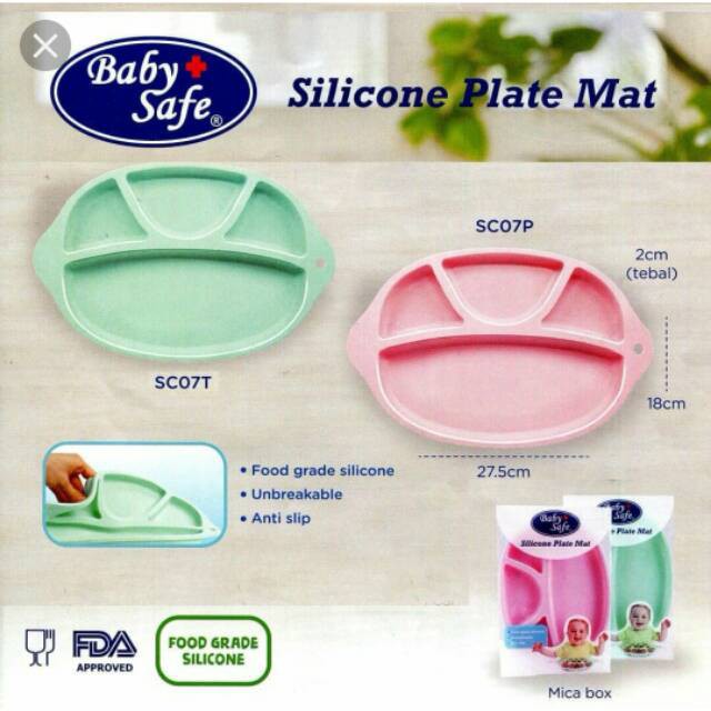 Baby Safe Silicone Plate Mat - Pink / Piring Tempat Makan Anak