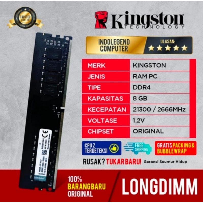 RAM KINGSTON LONGDIM DDR4 8GB PC2666